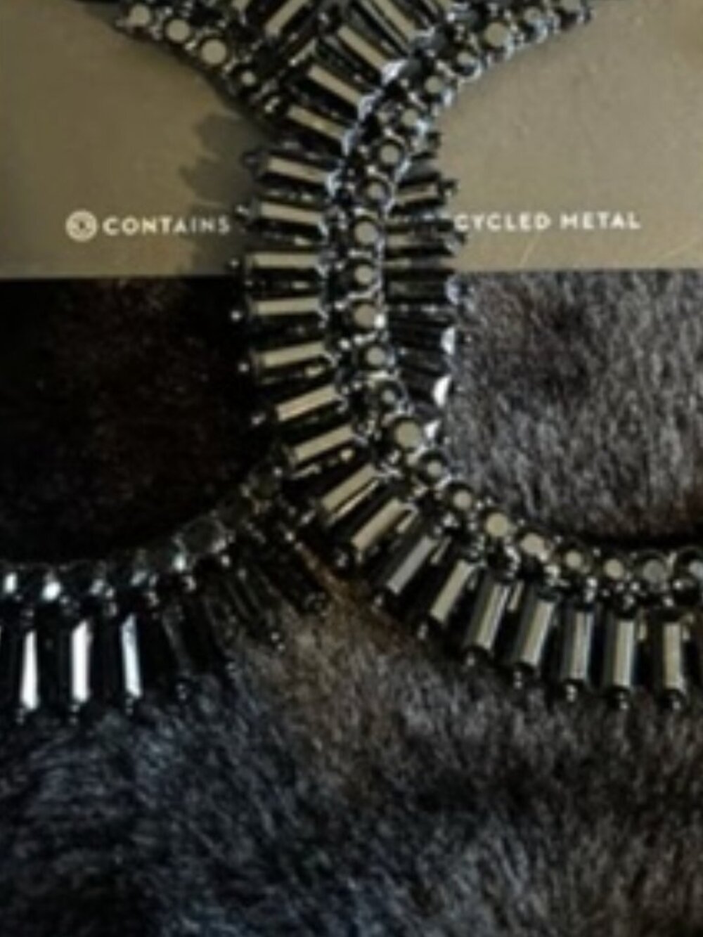 VERA WANG Goth Black Metal/Black Crystal Statement Hoop Earrings**NEW! - Picture 2 of 5